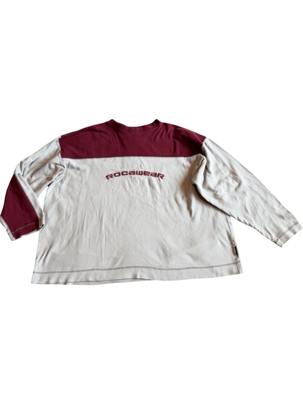 Rocawear Two-Tone Crewneck Sweatshirt Embroidered Logo Stretch Y2K Retro 3XL Men